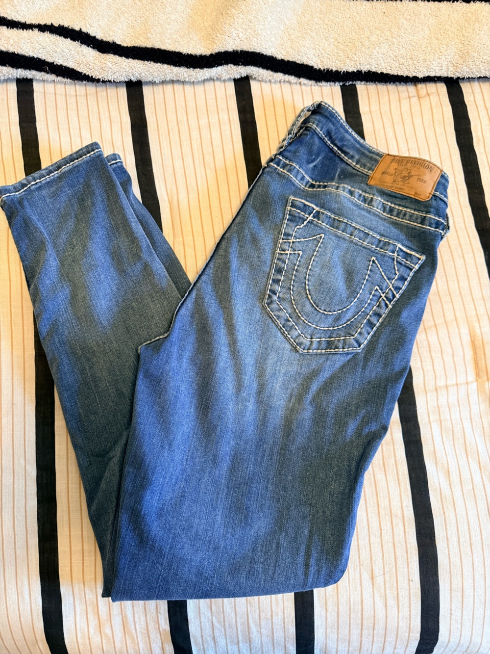 True Religion Skinny Jeans in Medium Blue Denim